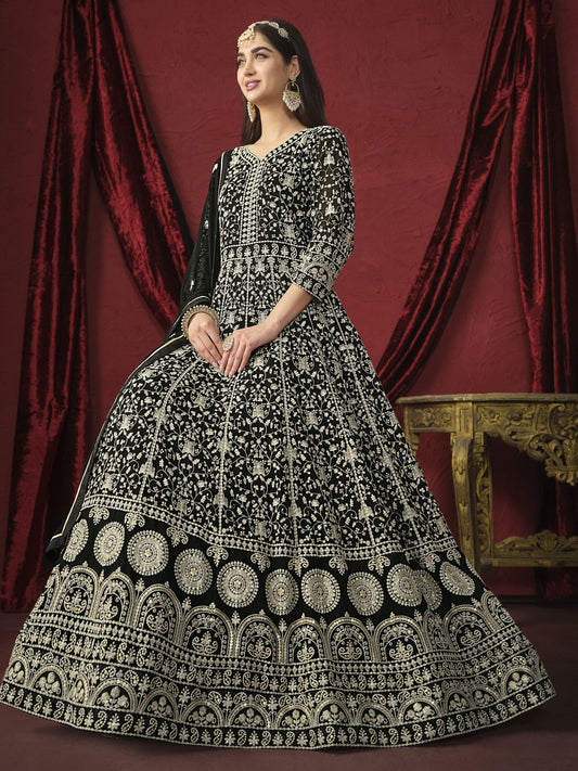 Black Georgette Festive Gown