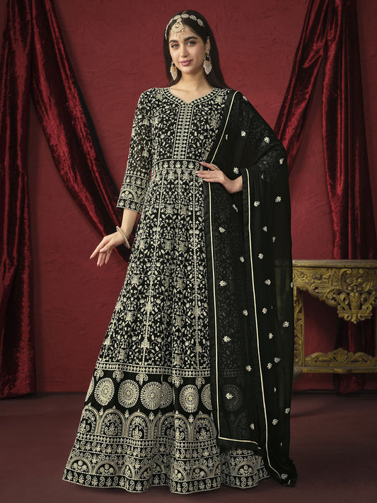 Black Georgette Festive Gown