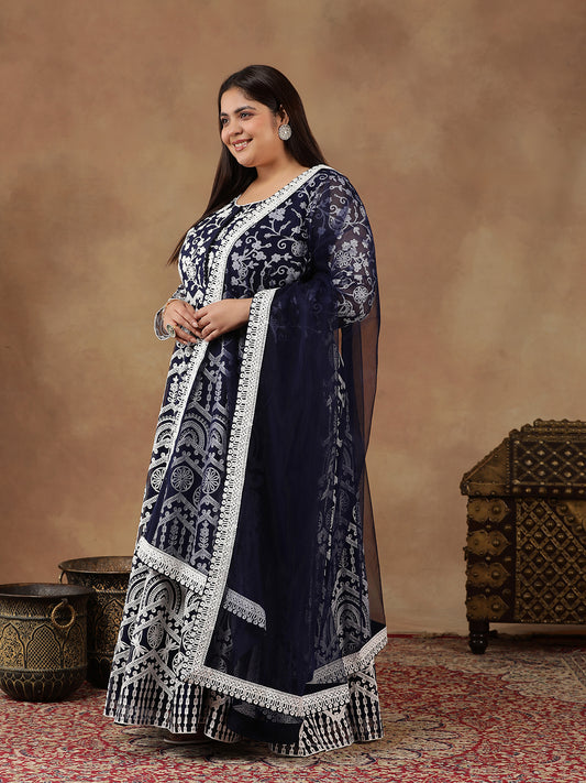 Royal Blue Women Ethnic Motifs Printed Kurta