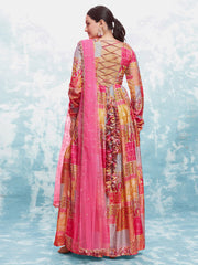 Multi Color Anarkali Kurta With Dupatta Set