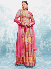 Multi Color Anarkali Kurta With Dupatta Set