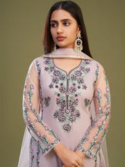 Pink Pakistani Salwar Suit on Net Fabric