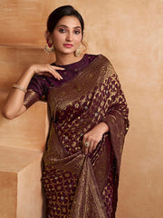 Purple Ethnic Motif Woven Design Zari Saree