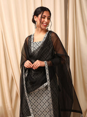 Women Grey Printed Regular Kurta with Trousers & With Dupatta