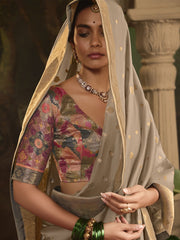 Copper Beige Silk Traditional Saree