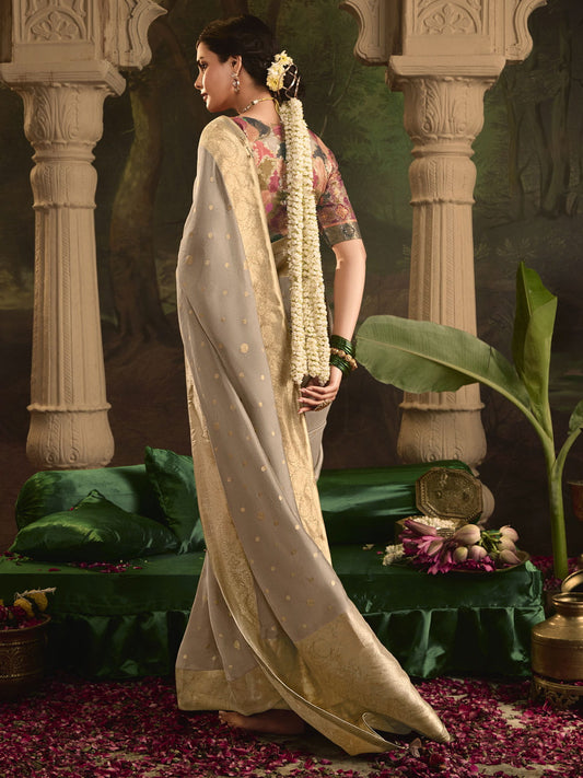 Copper Beige Silk Traditional Saree