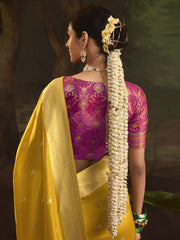 Yellow And Magenta Silk Traditional Saree