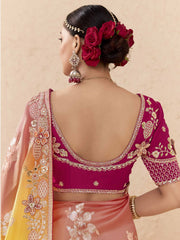 Peach and Pink Fancy Fabric Embroidred Designer Saree