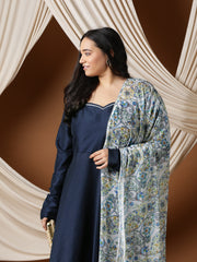 Sweetheart Neck A-Line Kurta & Trousers With Dupatta