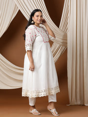 Floral Embroidered A line Kurta with Trousers