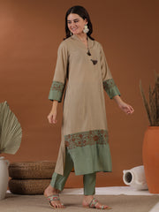 Floral Embroidered Straight Kurta with Trousers