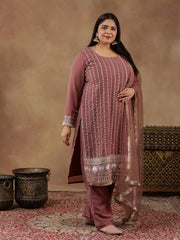 Women Ethnic Motifs Embroidered Regular Thread Work Kurta with Palazzos & With Dupatta