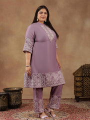 Women Floral Embroidered Regular Thread Work Kurta with Palazzos