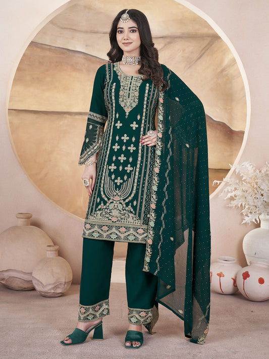 Green Georgette Women Three Piece Pakistani Suit