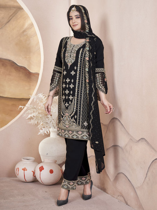 Black Georgette Embroidered Pakistani Designs Suit