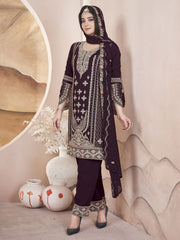 Brown Color Pakistani Style Salwar Suit for Women