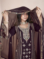 Brown Color Pakistani Style Salwar Suit for Women