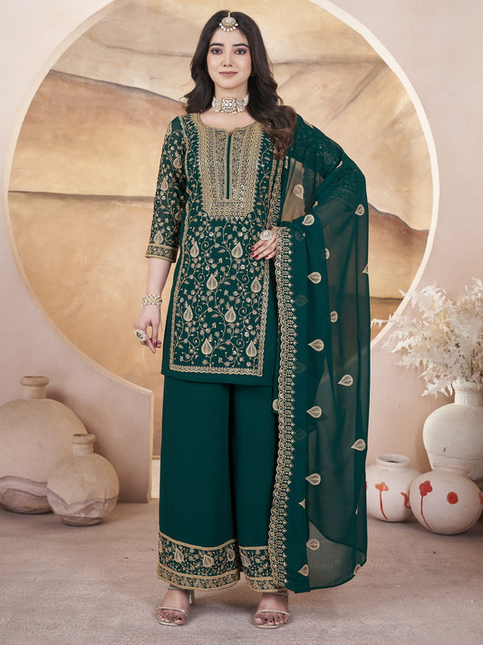 Green Color Georgette Embroidered Pakistani Suit