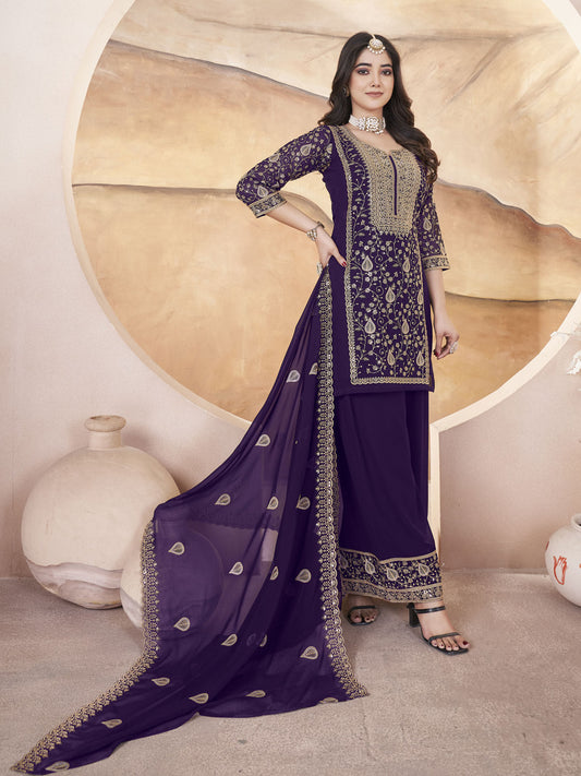 Purple Designer Embroidered Pakistani Designs for Suit