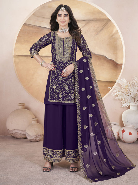 Purple Designer Embroidered Pakistani Designs for Suit