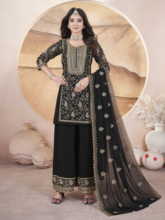 Black Embroidered Women Wear Three Piece Pakistani Suit