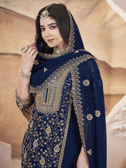 Blue Color Embroidered Pakistani Designs for Suit