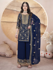 Blue Color Embroidered Pakistani Designs for Suit