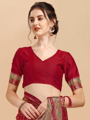 Red & Gold-Toned Woven Design Silk Blend Patola Saree