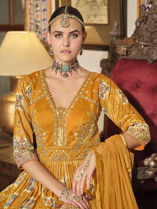 Outstanding Nice Mustard Silk Gown