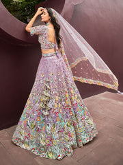 Mauve Net Zarkan & heavy Sequin embroidery Semi-Stitched Lehenga choli & Dupatta