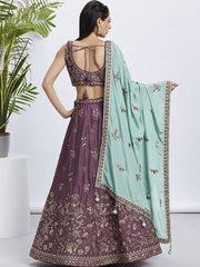 Rose gold Pure Chiffon Sequins and thread embroidery Semi-Stitched Lehenga choli and Dupatta