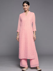 Floral Embroidered Chikankari Kurta with Palazzos