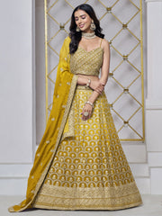 Sequins Chinon Mustard Trendy Lehenga Choli