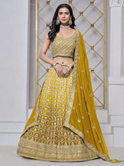 Sequins Chinon Mustard Trendy Lehenga Choli