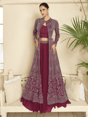 Rani Pink Jacket Style Wedding Party Lehenga Skirt Suit Inddus