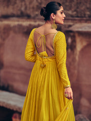 Yellow Embroidery Anarkali Gown