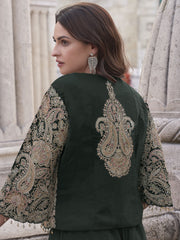 Green Embroidered Jacket Style Designer Palazzo Suit