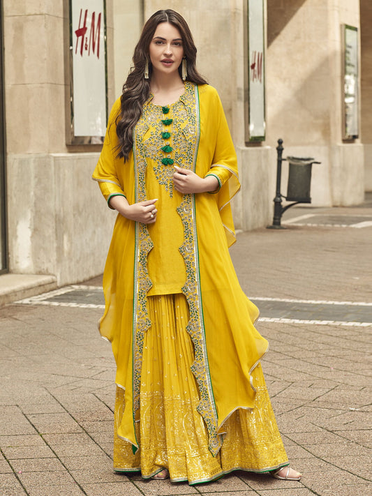 Yellow Party Wear Gharara Suit