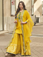 Yellow Party Wear Gharara Suit