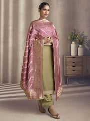 Olive And Pink Embroidery Salwar Kameez Suit