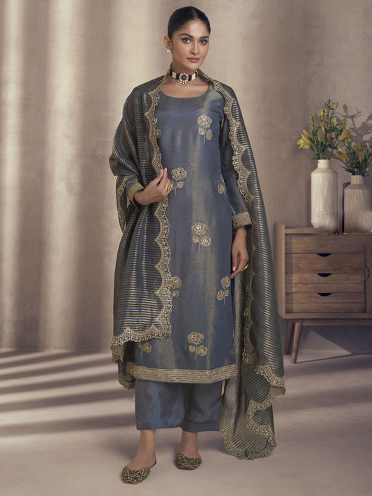 Blue Embroidery Salwar Kameez Suit