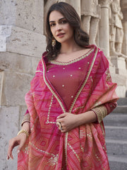 Pink Party Style Chinnon Gharara Style Suit