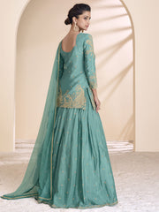 Aqua Embroidered Lehenga Kurti