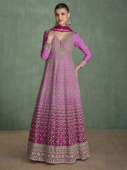 Purple Ombre Traditional Embroidery Festive Anarkali Dress