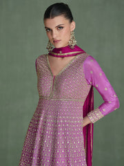 Purple Ombre Traditional Embroidery Festive Anarkali Dress