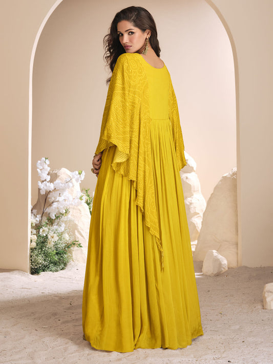 Yellow Embroidered Designer Anarkali Gown