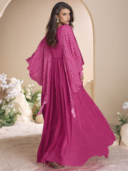 Pink Chinnon Silk Kaftan Style Anarkali Gown