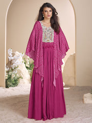 Pink Chinnon Silk Kaftan Style Anarkali Gown