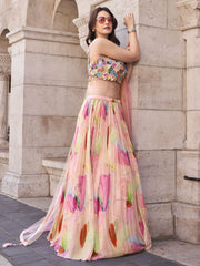 Pink Multicolored Handwork Lehenga Choli