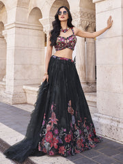 Black Multicolored Handwork Lehenga Choli